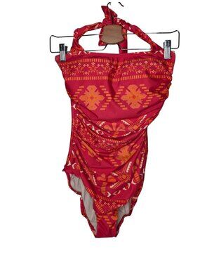 Hermoza Marilyn One-Piece Swimsuit Tribal Coral Red Size 6